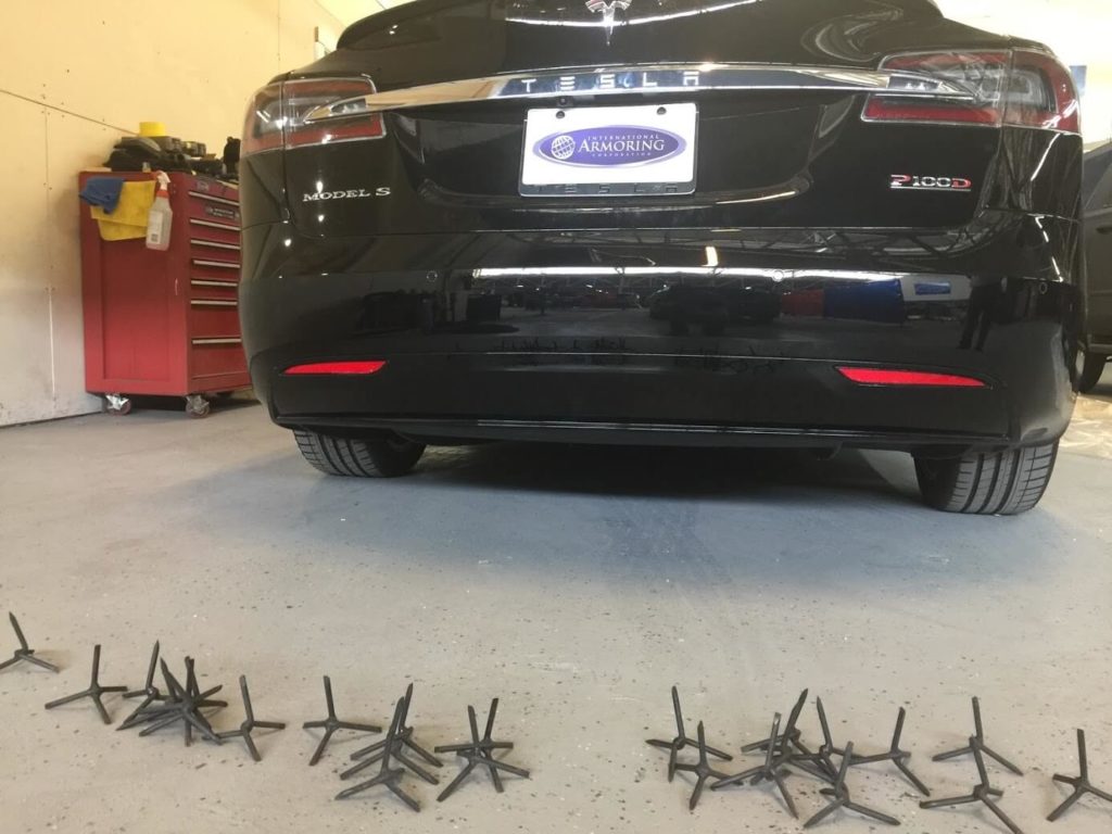 Tacks behind Tesla from Armormax