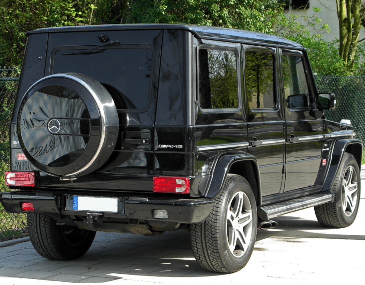 front view of an armored Mercedes-Benz AMG G55