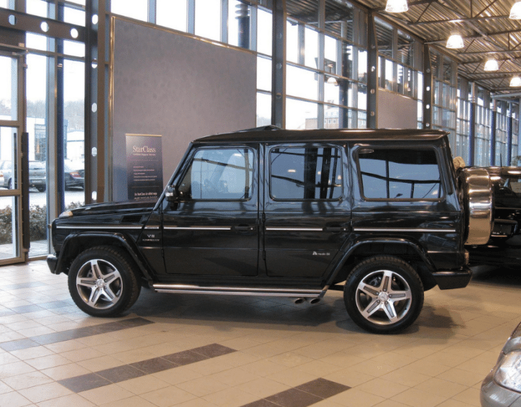 front view of an armored Mercedes-Benz AMG G55