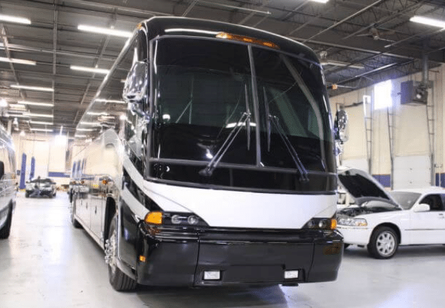 front view of a bullet proof bus