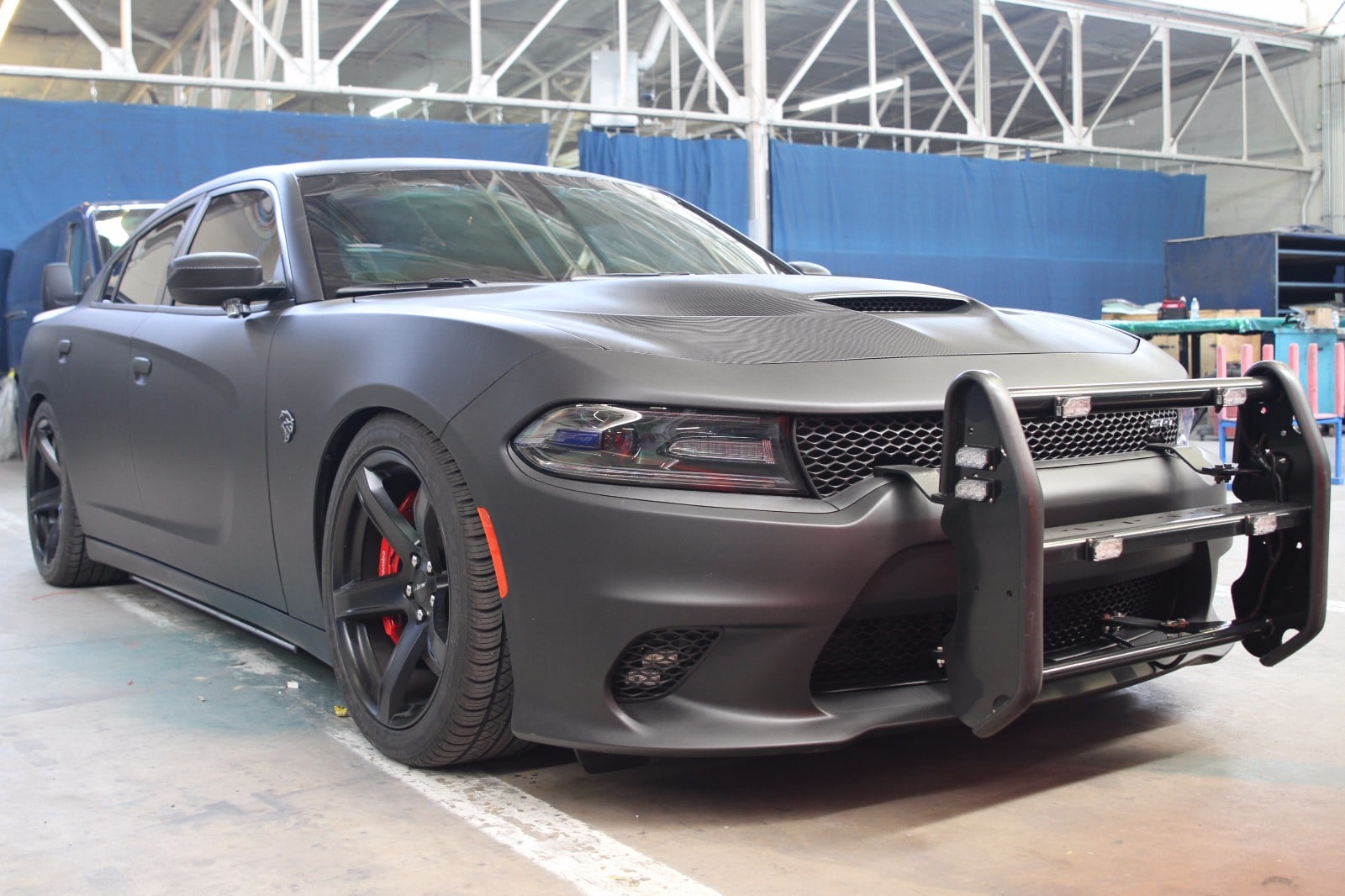 bulletproof dodge hellcat with police lights by armormax