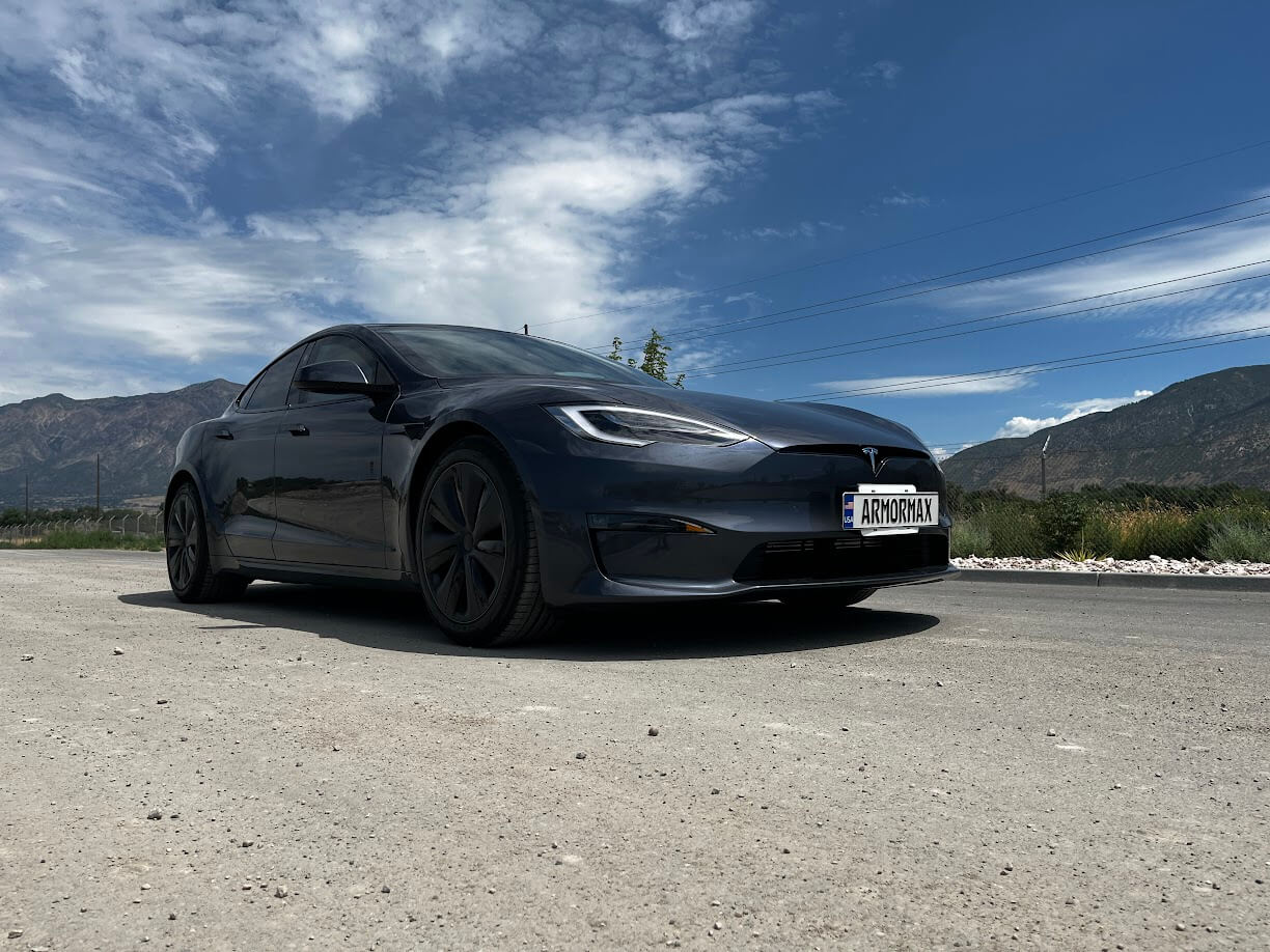 Armormax bulletproof Tesla Model S Plaid Driving Utah