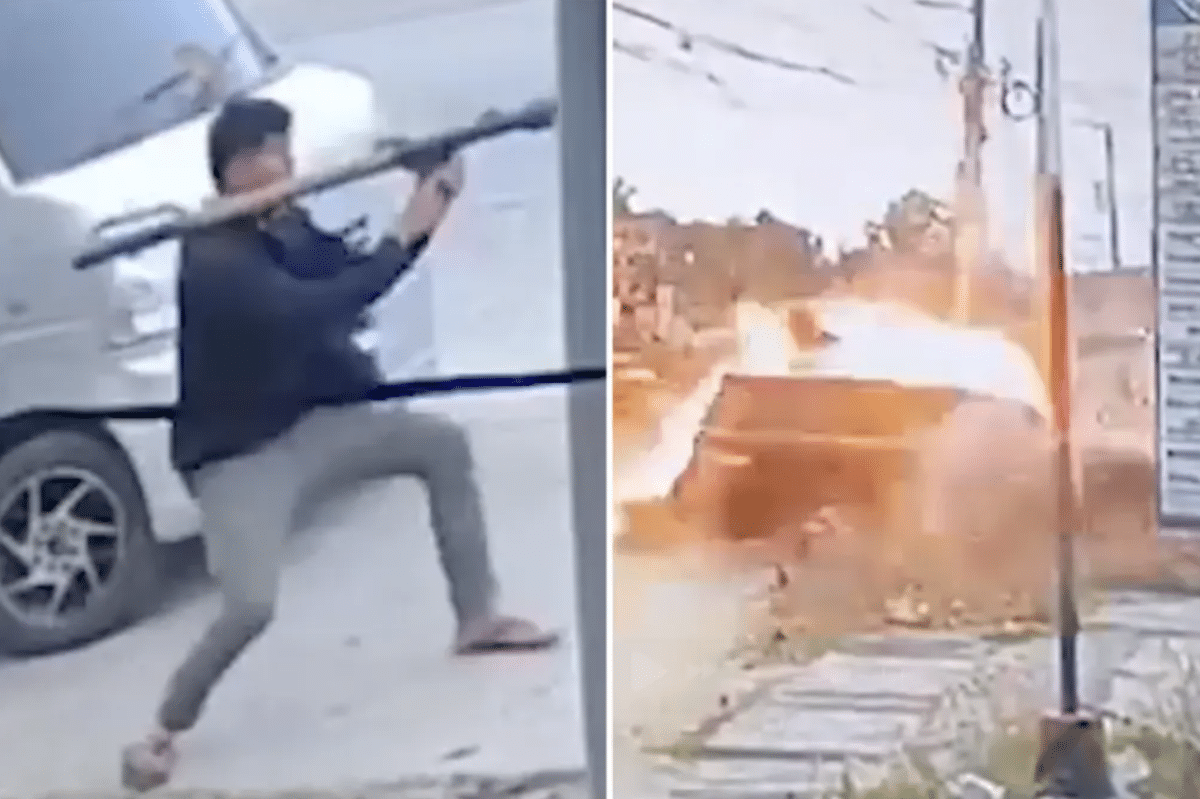CCTV in Shariff Aguak, Maguindanao del Sur, on January 25, 2026, where Mayor Akmad Mitra Ampatuan cheated death in a scene straight Rocket Launcher